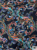 Paisley Swirl Printed Cotton Jersey Knit - Black / Multicolor