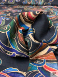 Paisley Swirl Printed Cotton Jersey Knit - Black / Multicolor