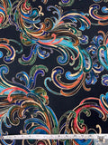 Paisley Swirl Printed Cotton Jersey Knit - Black / Multicolor