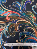 Paisley Swirl Printed Cotton Jersey Knit - Black / Multicolor