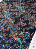 Paisley Swirl Printed Cotton Jersey Knit - Black / Multicolor