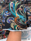 Paisley Swirl Printed Cotton Jersey Knit - Black / Multicolor