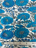 Floral Printed Cotton Jersey Knit - Turquoise / Off-White / Grey