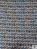Italian Hazy Geometric Printed Viscose Jersey Knit - Blue / Turmeric / Black / White