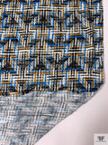 Italian Hazy Geometric Printed Viscose Jersey Knit - Blue / Turmeric / Black / White