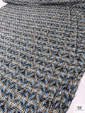 Italian Hazy Geometric Printed Viscose Jersey Knit - Blue / Turmeric / Black / White