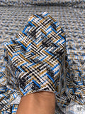 Italian Hazy Geometric Printed Viscose Jersey Knit - Blue / Turmeric / Black / White