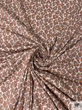 Dainty Floral Silhouette Printed Cotton Jersey Knit - Driftwood Taupe / Beige / Orange