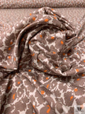 Dainty Floral Silhouette Printed Cotton Jersey Knit - Driftwood Taupe / Beige / Orange