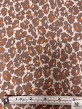 Dainty Floral Silhouette Printed Cotton Jersey Knit - Driftwood Taupe / Beige / Orange