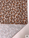 Dainty Floral Silhouette Printed Cotton Jersey Knit - Driftwood Taupe / Beige / Orange