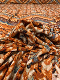 Ethnic Chevron Printed ITY Knit Panel - Turmeric Orange / Brown / Blues