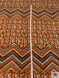 Ethnic Chevron Printed ITY Knit Panel - Turmeric Orange / Brown / Blues