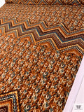 Ethnic Chevron Printed ITY Knit Panel - Turmeric Orange / Brown / Blues