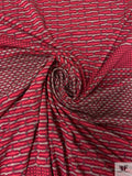 Block Striped Textured Rayon Knit - Reds / Taupe / Black