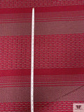 Block Striped Textured Rayon Knit - Reds / Taupe / Black