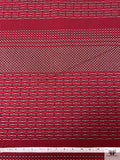 Block Striped Textured Rayon Knit - Reds / Taupe / Black