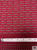 Block Striped Textured Rayon Knit - Reds / Taupe / Black