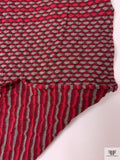 Block Striped Textured Rayon Knit - Reds / Taupe / Black