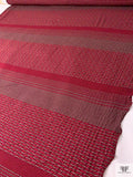 Block Striped Textured Rayon Knit - Reds / Taupe / Black