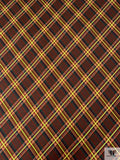 Diagonal Tartan Plaid Printed Rayon Jersey Knit - Greens / Oranges / Chartreause