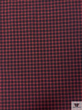 Italian Knit-Like Woven Seersucker with 4-Way Stretch - Dusty Coral / Black / Bright Purple