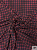 Italian Knit-Like Woven Seersucker with 4-Way Stretch - Dusty Coral / Black / Bright Purple