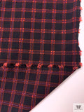 Italian Knit-Like Woven Seersucker with 4-Way Stretch - Dusty Coral / Black / Bright Purple
