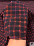 Italian Knit-Like Woven Seersucker with 4-Way Stretch - Dusty Coral / Black / Bright Purple