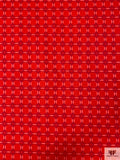 Italian Circle Grid Printed Lightweight Viscose Ponte Knit - Magenta / Red / Coral