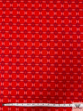 Italian Circle Grid Printed Lightweight Viscose Ponte Knit - Magenta / Red / Coral