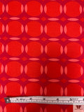 Italian Circle Grid Printed Lightweight Viscose Ponte Knit - Magenta / Red / Coral