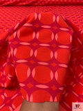 Italian Circle Grid Printed Lightweight Viscose Ponte Knit - Magenta / Red / Coral