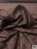 Paisley Printed Tricot Knit - Brown / Navy