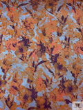 Abstract Printed Rayon Jacquard Knit - Toffee Orange / Baby Blue / Purple