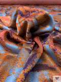 Abstract Printed Rayon Jacquard Knit - Toffee Orange / Baby Blue / Purple