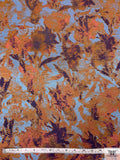 Abstract Printed Rayon Jacquard Knit - Toffee Orange / Baby Blue / Purple