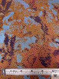 Abstract Printed Rayon Jacquard Knit - Toffee Orange / Baby Blue / Purple