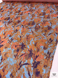 Abstract Printed Rayon Jacquard Knit - Toffee Orange / Baby Blue / Purple
