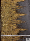 Italian Metallic Border Pattern Cloqué Silk Organza - Black / Gold