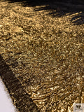 Italian Metallic Border Pattern Cloqué Silk Organza - Black / Gold
