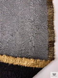 Italian Metallic Border Pattern Cloqué Silk Organza - Black / Gold