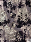 Italian Metallic Abstract Paisley Jacquard Organza - Black / Sterling Gold / Pale Taupe