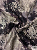 Italian Metallic Abstract Paisley Jacquard Organza - Black / Sterling Gold / Pale Taupe