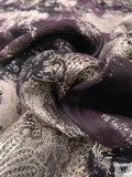 Italian Metallic Abstract Paisley Jacquard Organza - Black / Sterling Gold / Pale Taupe