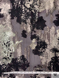 Italian Metallic Abstract Paisley Jacquard Organza - Black / Sterling Gold / Pale Taupe