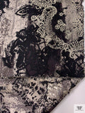 Italian Metallic Abstract Paisley Jacquard Organza - Black / Sterling Gold / Pale Taupe