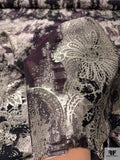 Italian Metallic Abstract Paisley Jacquard Organza - Black / Sterling Gold / Pale Taupe