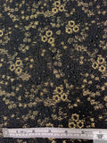 Italian Metallic Floral Textured Mattelassé - Black / Gold
