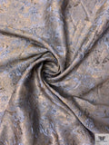 Italian Floral Textured Lustrous Lightweight Brocade - Taupe / Lavender Grey